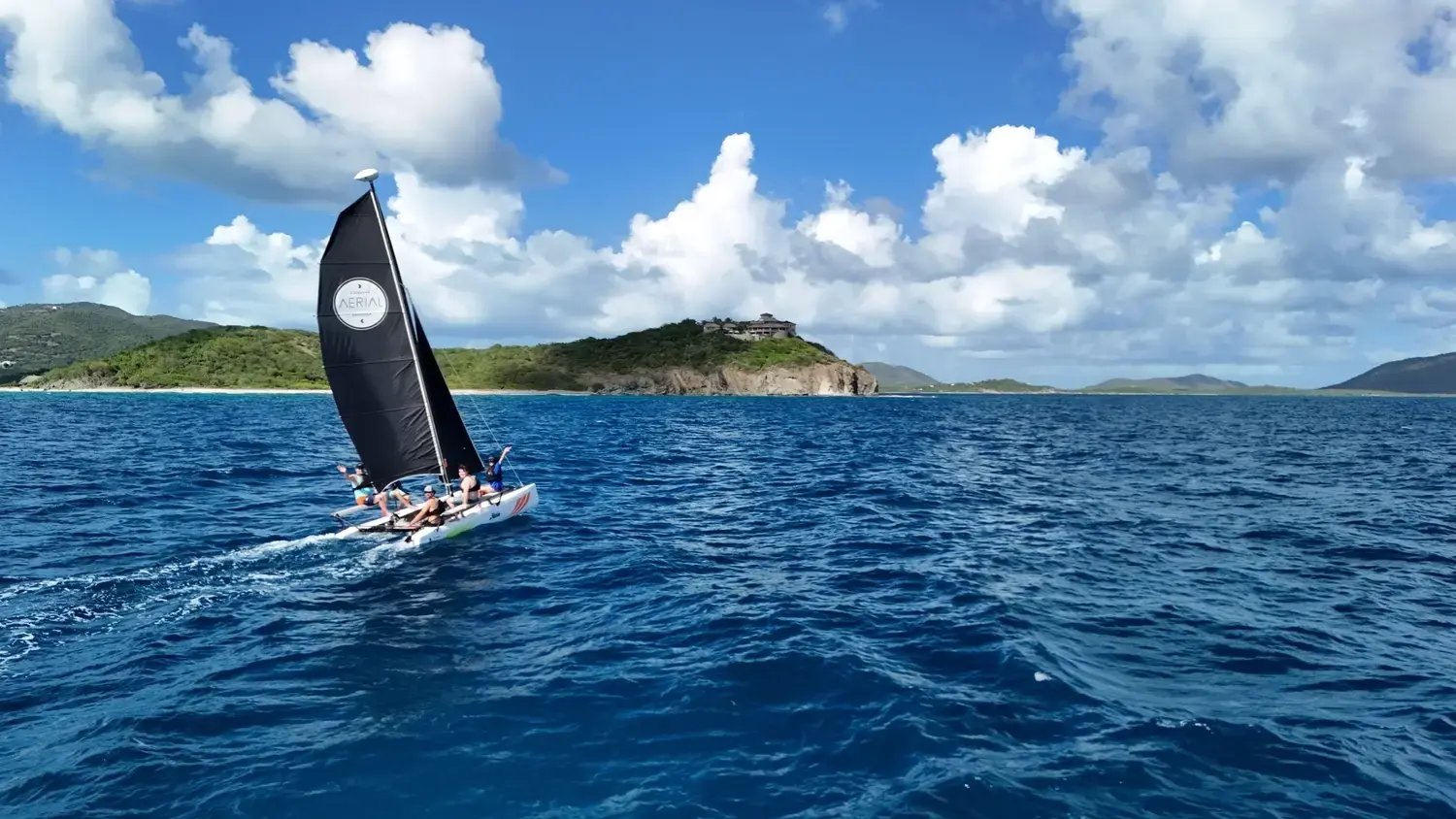 Sailboat off the coast at The Aerial, BVI