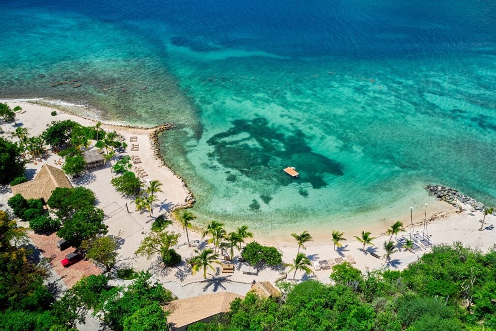 Aerial BVI beach from above