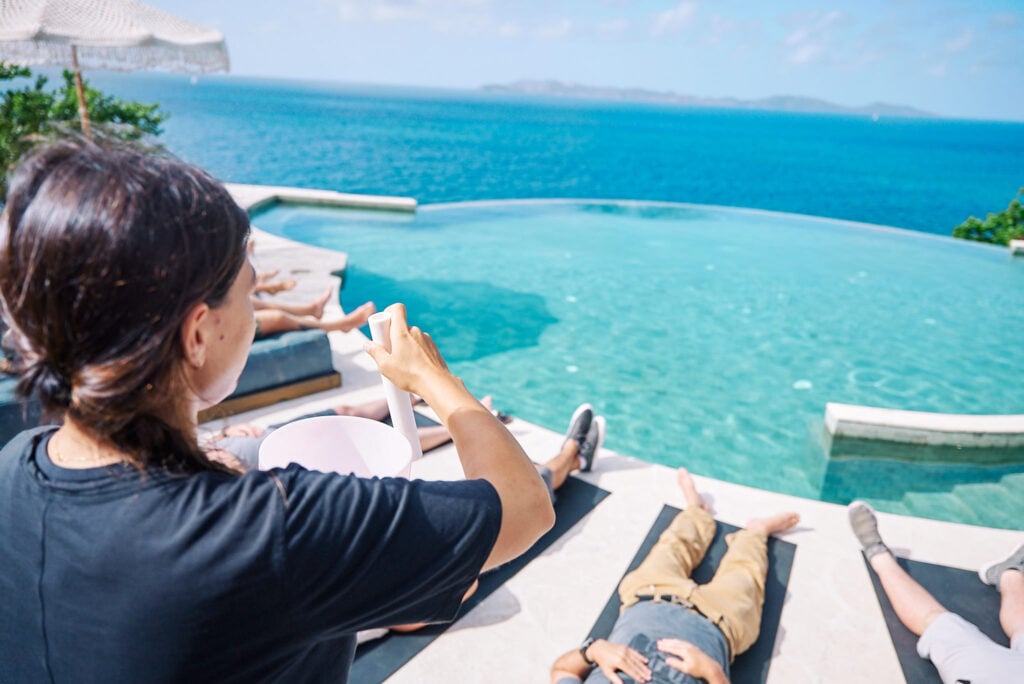 Sound bowl therapy at Aerial BVI