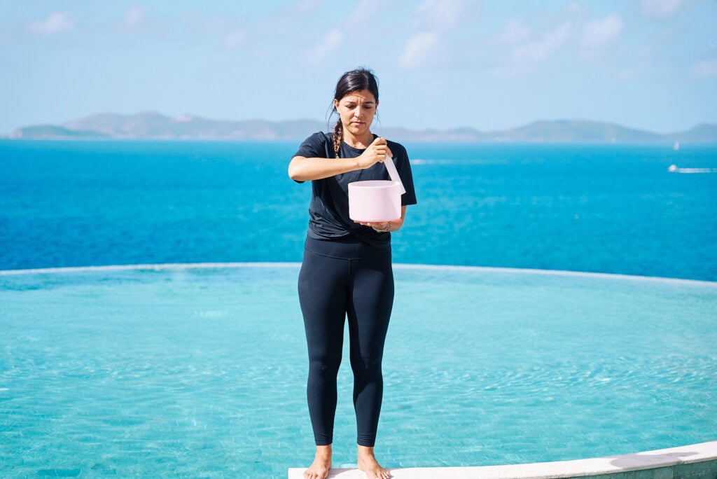 Wellness retreat with sound bowl at Aerial, BVI