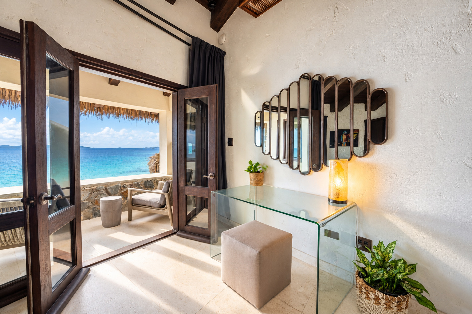 Outdoor view of the ocean from room at The Aerial, BVI