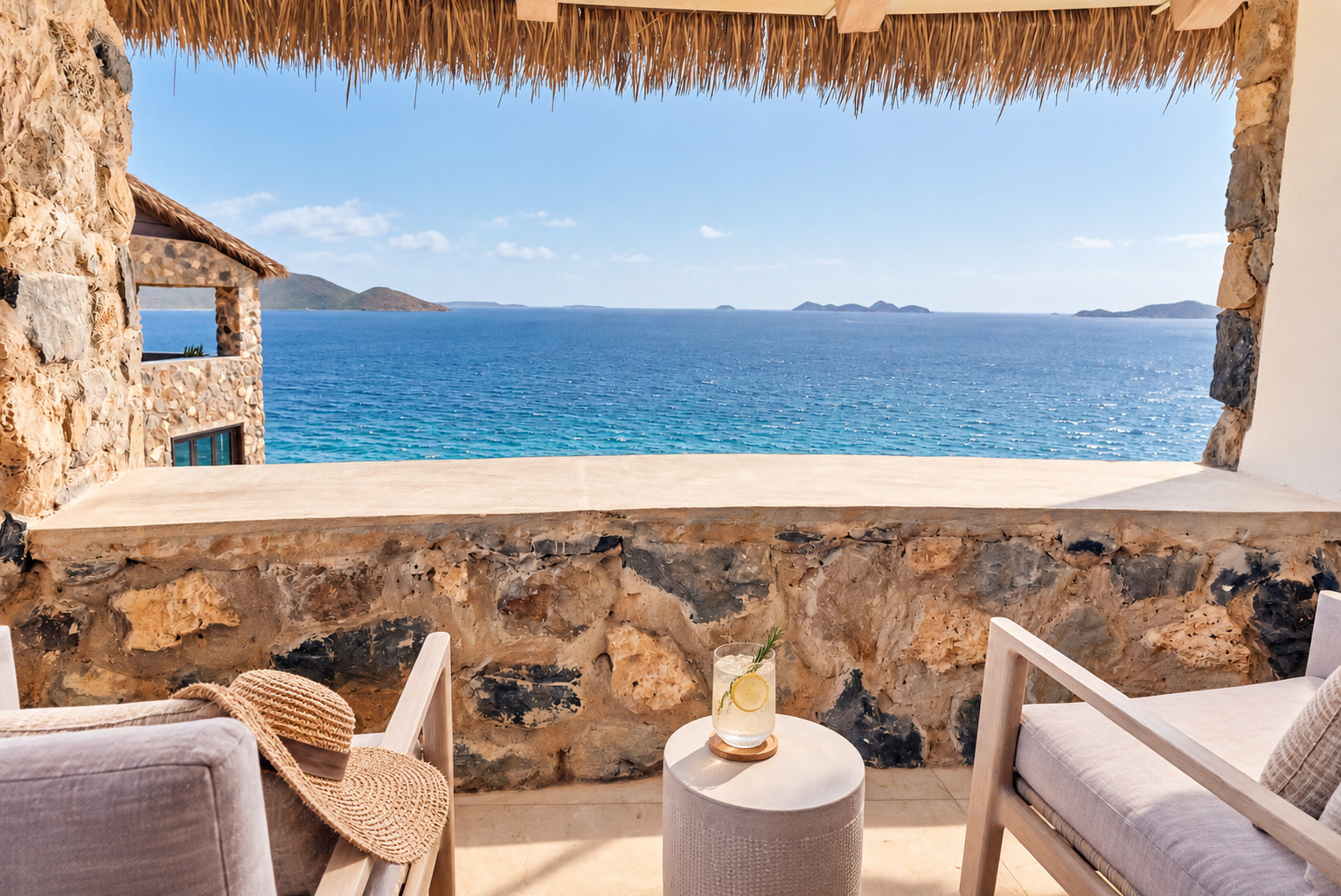 Private balcony seating with ocean view at The Aerial, BVI