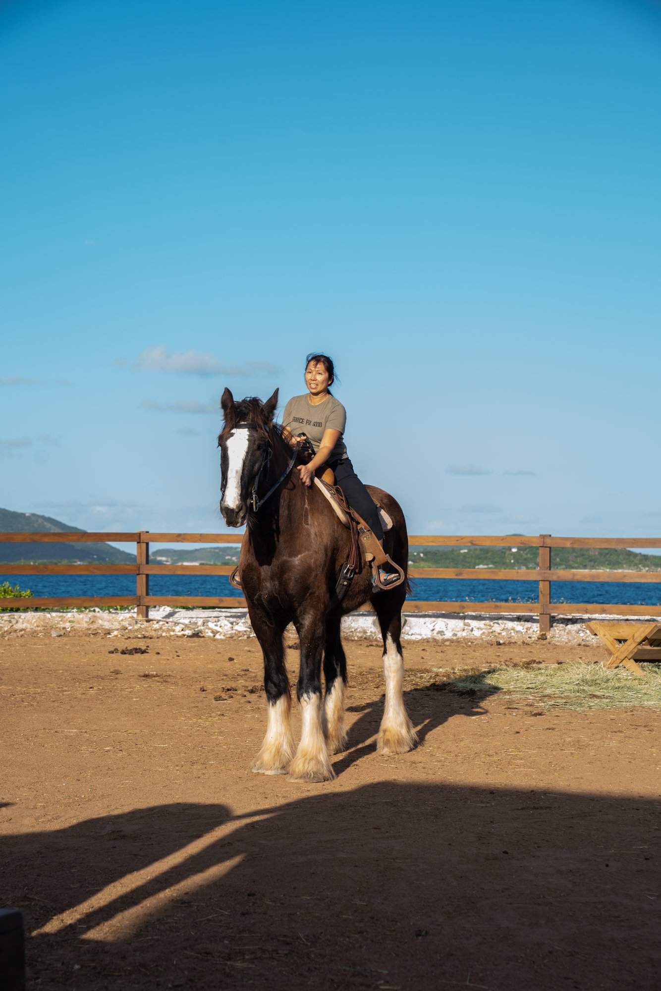 Guest horseback riding along the coastline at The Aerial BVI