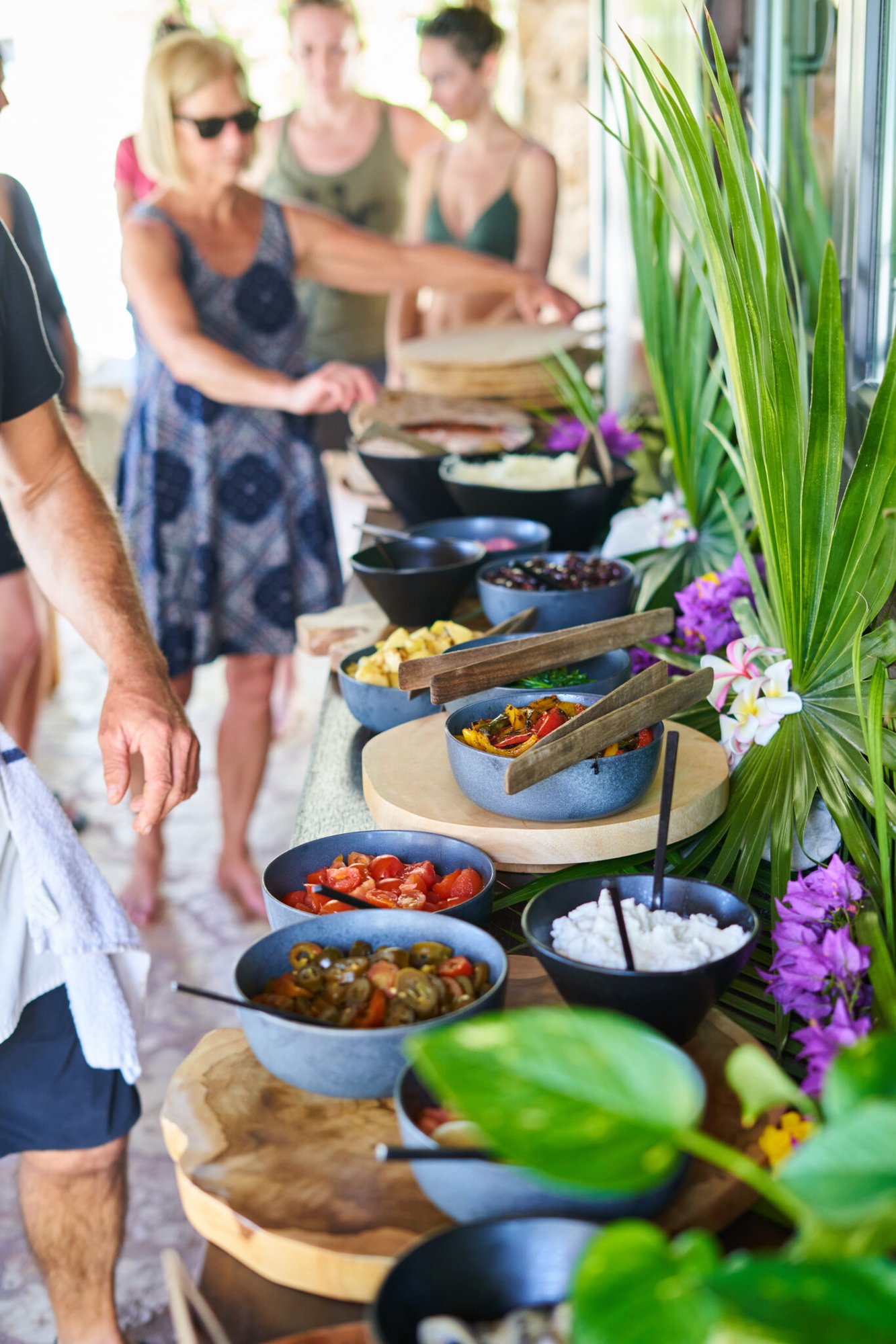 Buffet spread of fresh salads and dishes at The Aerial BVI