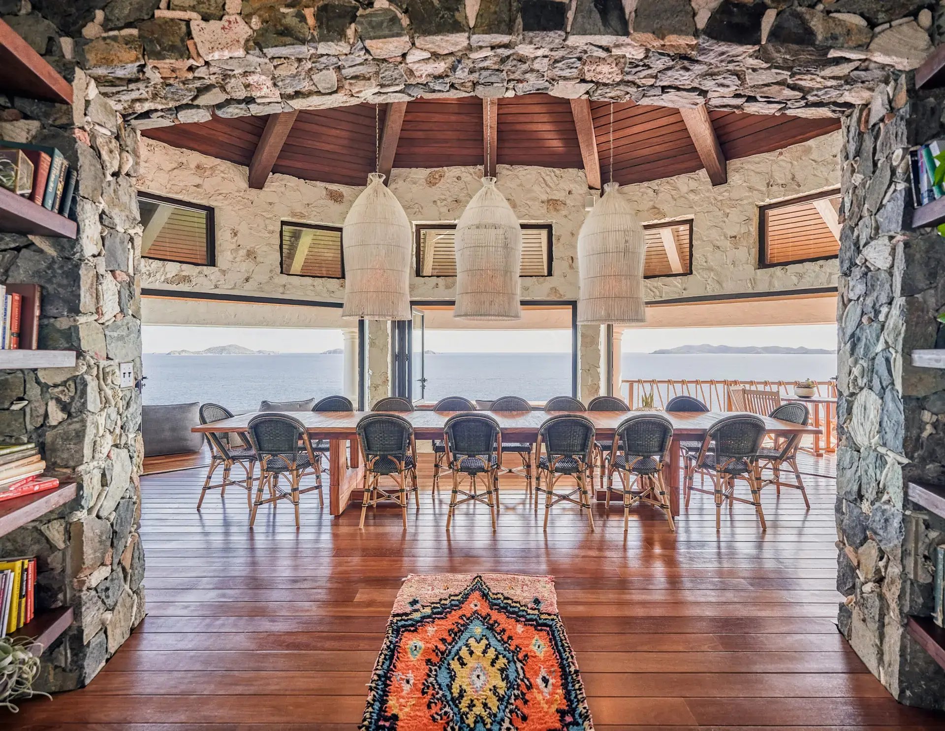 Open-air dining room with ocean views at Fellowship Hall, The Aerial BVI