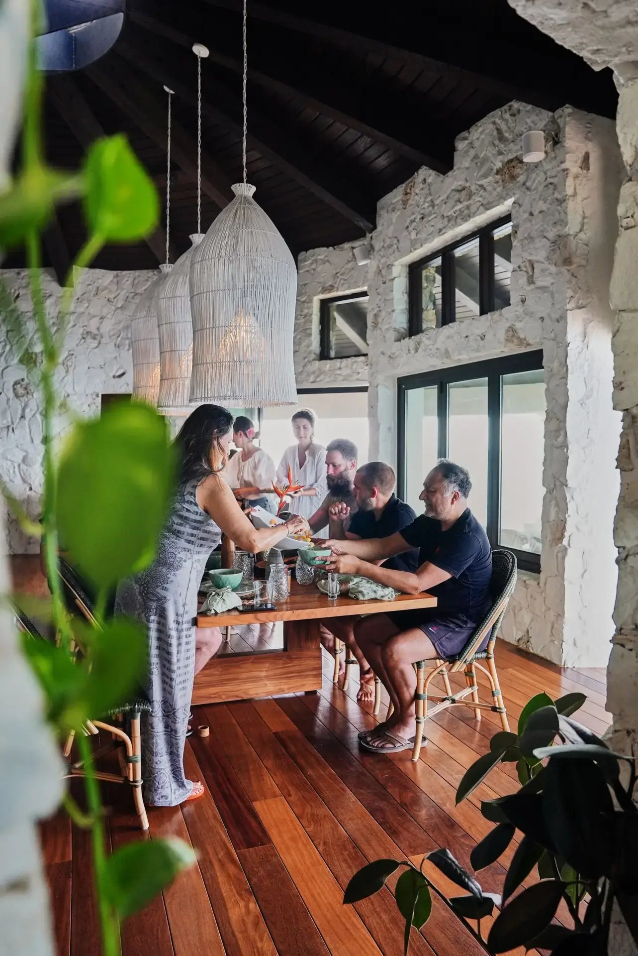 Guests enjoying a meal together at The Aerial BVI