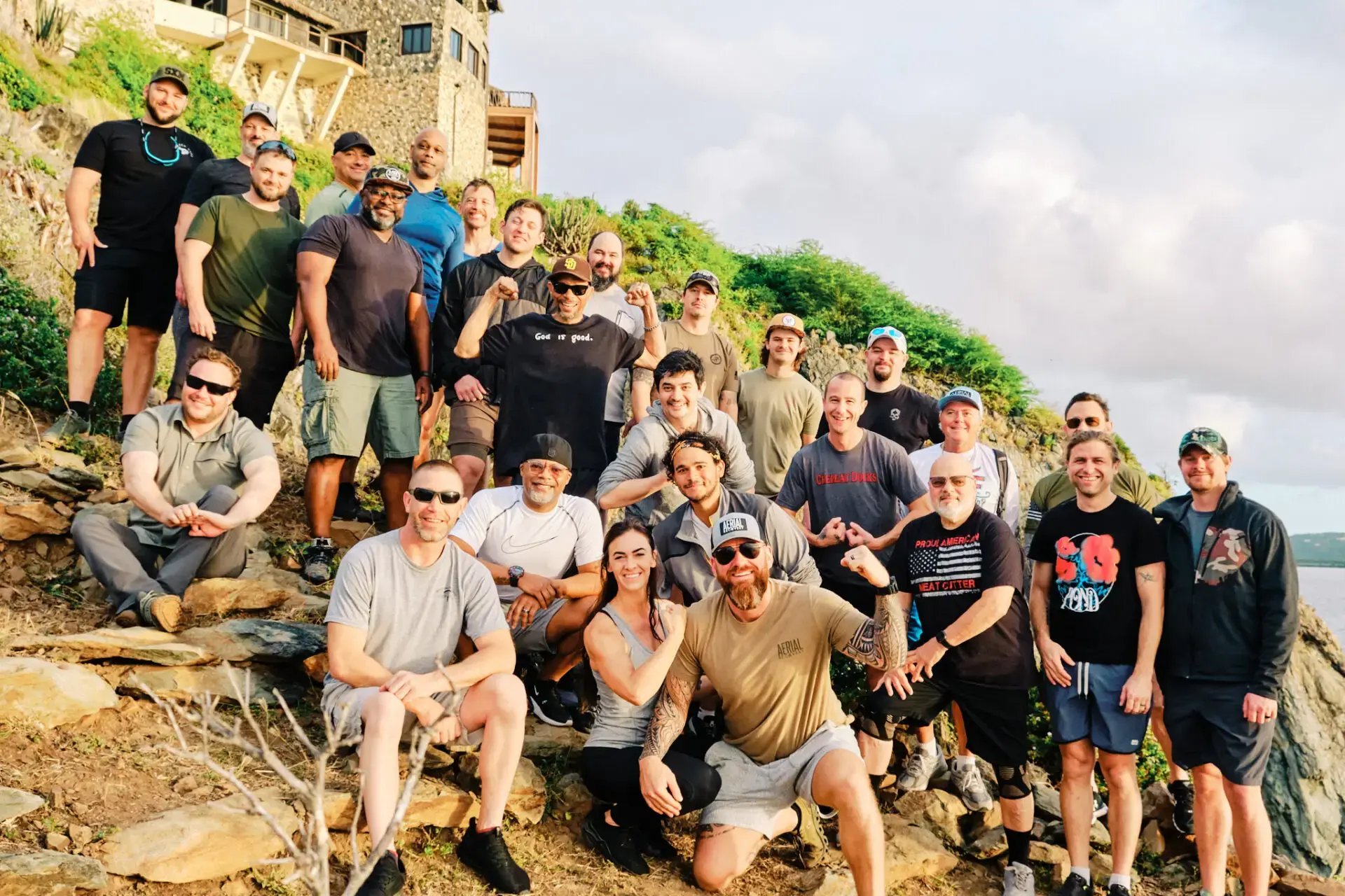 Group of veterans and first responders at The Aerial, BVI