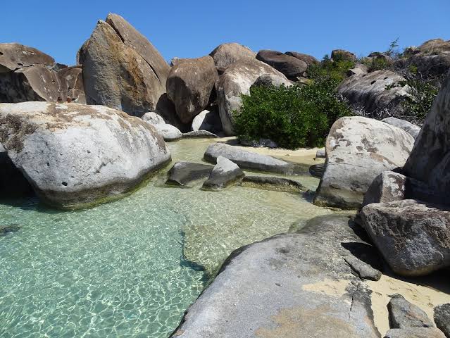 Granite boulders forming a natural pool at The Baths, British Virgin Islands