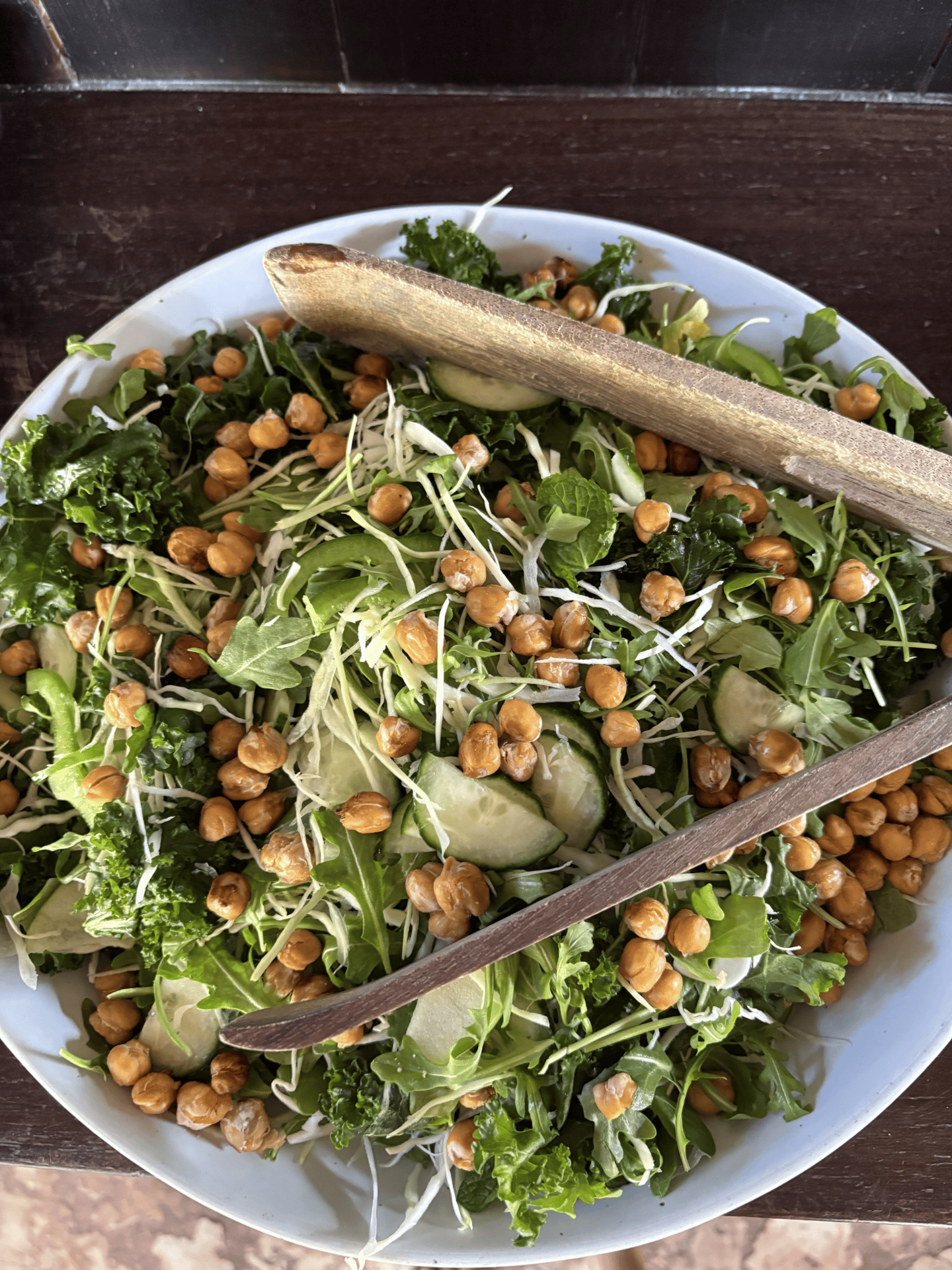 Fresh salad with chickpeas and greens from The Aerial, BVI's No-Rules Wellness Kitchen