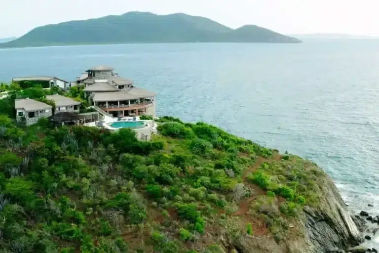 Aerial view of a coastal resort property