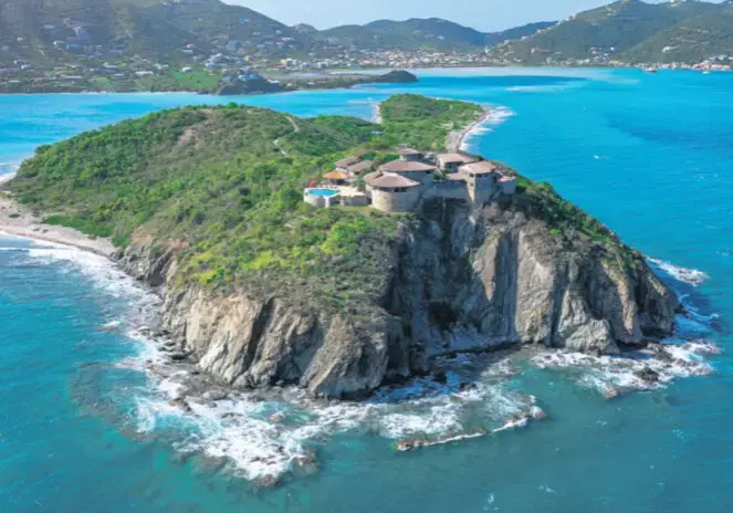 Aerial view of a coastal peninsula surrounded by ocean