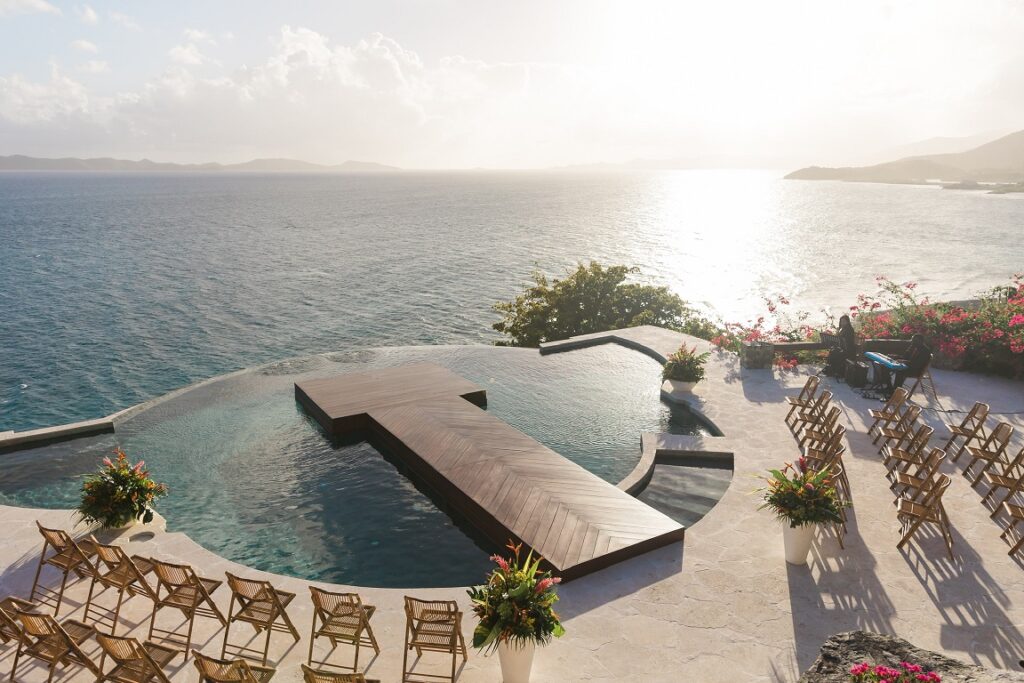 infinity pool view at Caribbean luxury resort