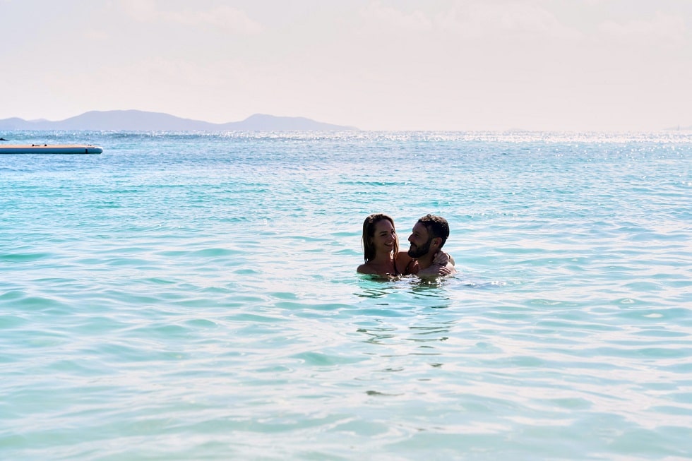 couple at a private island getaway at The Aerial, BVI